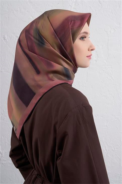 Armine Soyut Desenli Saf İpek Twill Eşarp 9436D 31