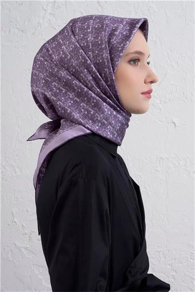 Armine Soyut Desenli Saf İpek Twill Eşarp 9405D 05