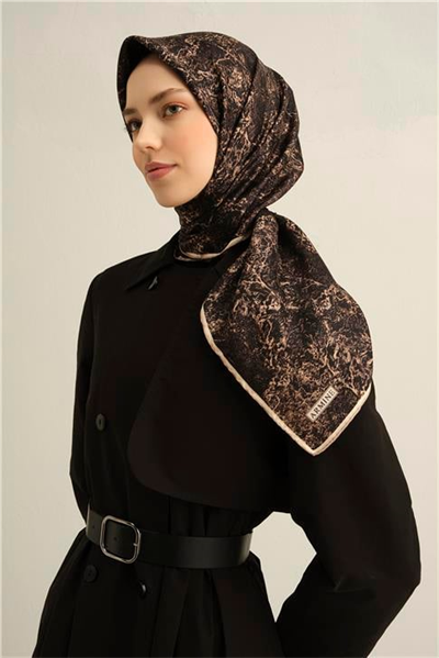 Armine Soyut Desenli Saf İpek Twill Eşarp 9311D 04