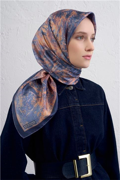 Armine Soyut Desenli Saf İpek Twill Eşarp 9433D 50