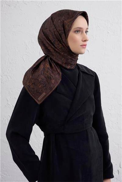 Armine Soyut Desenli Saf İpek Twill Eşarp 9431D 80