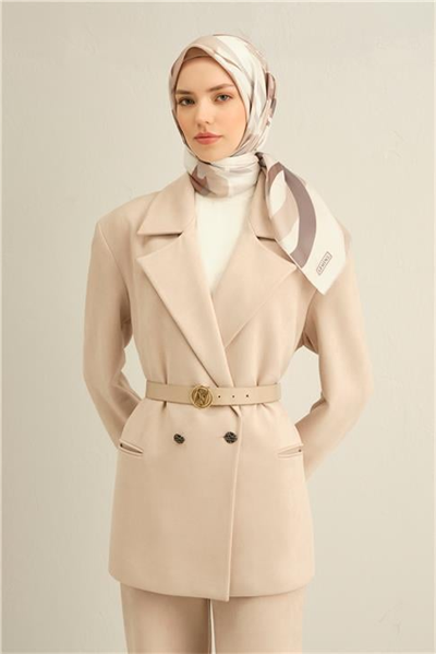 Armine Soyut Desenli Saf İpek Twill Eşarp 9328D 86