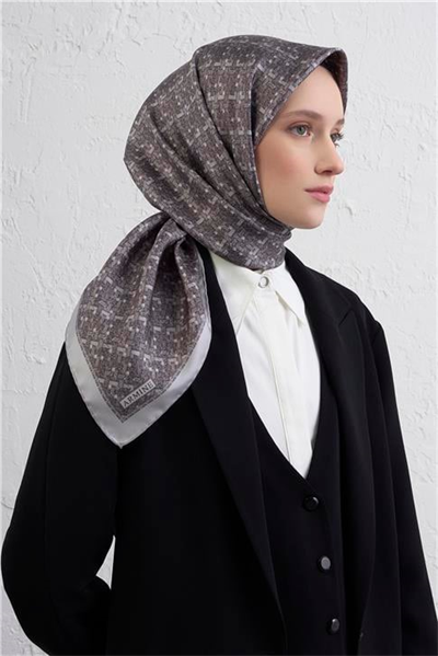 Armine Soyut Desenli Saf İpek Twill Eşarp 9405D 33