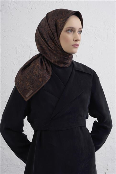 Armine Soyut Desenli Saf İpek Twill Eşarp 9431D 80