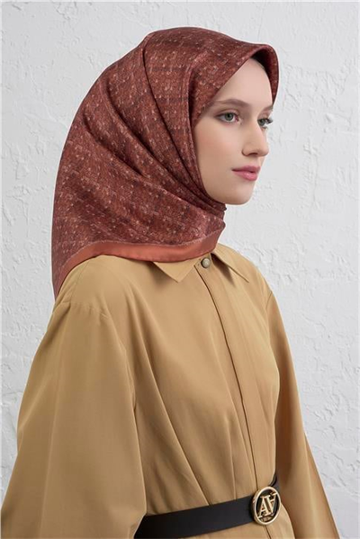 Armine Soyut Desenli Saf İpek Twill Eşarp 9405D 08