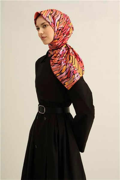 Armine Soyut Desenli Saf İpek Twill Eşarp 9335D 33