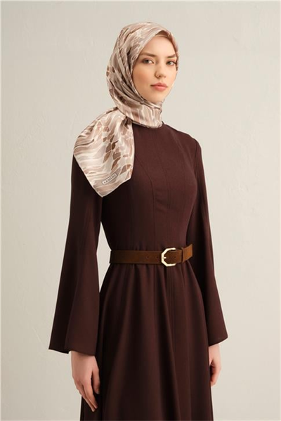 Armine Soyut Desenli Saf İpek Twill Eşarp 9335D 88