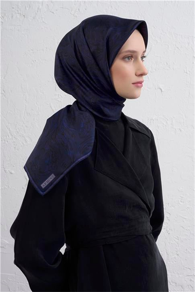 Armine Soyut Desenli Saf İpek Twill Eşarp 9431D 84