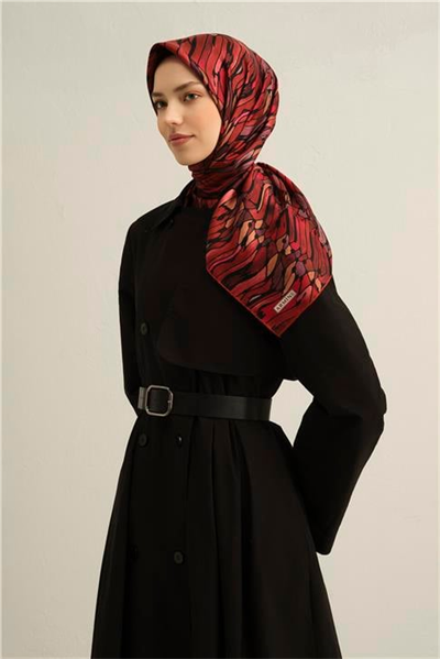 Armine Soyut Desenli Saf İpek Twill Eşarp 9335D 53