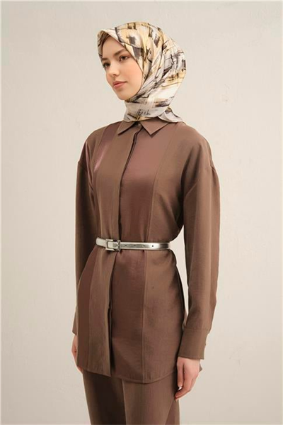 Armine Soyut Desenli Saf İpek Twill Eşarp 9350D 31