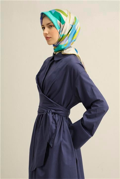 Armine Soyut Desenli Saf İpek Twill Eşarp 9328D 01