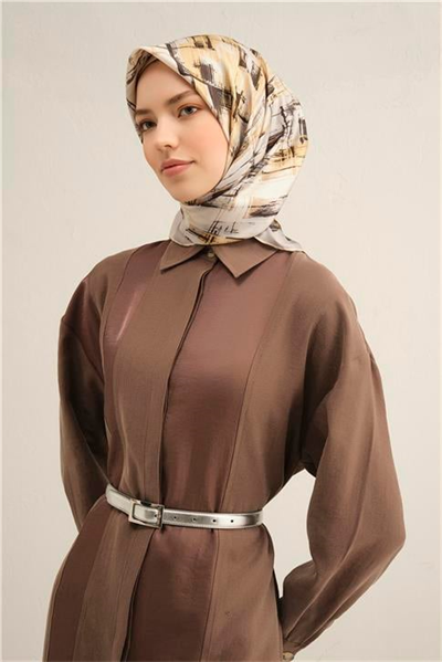 Armine Soyut Desenli Saf İpek Twill Eşarp 9350D 31