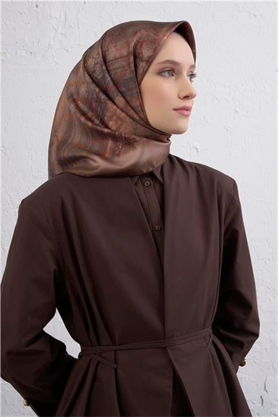 Armine Soyut Desenli Saf İpek Twill Eşarp 9420D 86