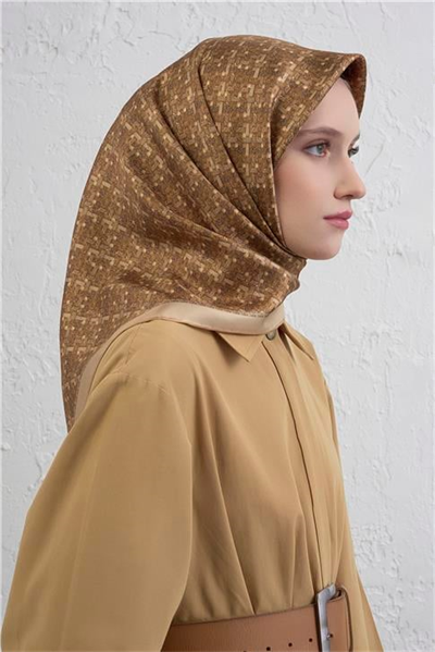 Armine Soyut Desenli Saf İpek Twill Eşarp 9405D 06