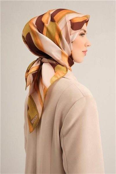 Armine Soyut Desenli Saf İpek Twill Eşarp 9306D 52