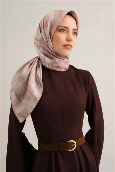 Armine Soyut Desenli Saf İpek Twill Eşarp 9339D 82