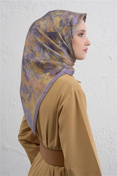 Armine Soyut Desenli Saf İpek Twill Eşarp 9433D 51