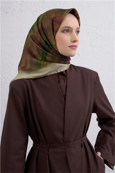 Armine Soyut Desenli Saf İpek Twill Eşarp 9420D 33