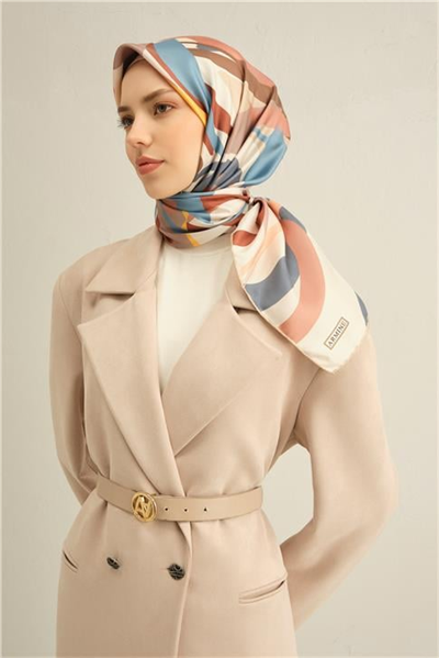 Armine Soyut Desenli Saf İpek Twill Eşarp 9328D 38
