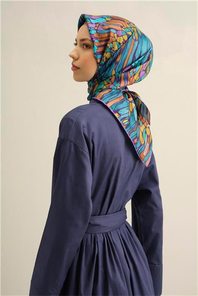 Armine Soyut Desenli Saf İpek Twill Eşarp 9335D 85