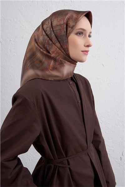 Armine Soyut Desenli Saf İpek Twill Eşarp 9420D 86