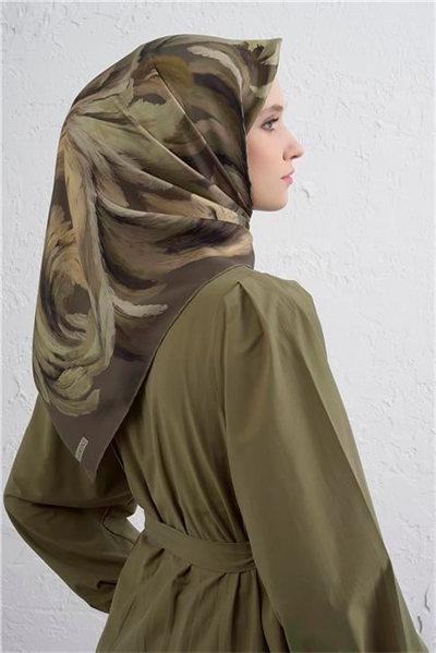 Armine Soyut Desenli Saf İpek Twill Eşarp 9423D 86