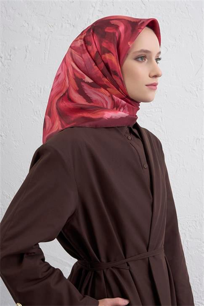 Armine Soyut Desenli Saf İpek Twill Eşarp 9423D 07