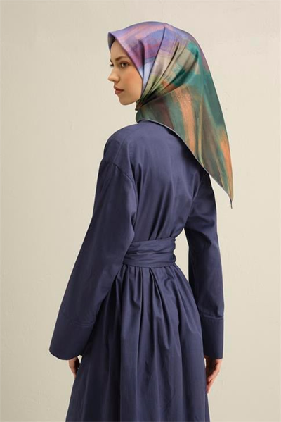 Armine Soyut Desenli Saf İpek Twill Eşarp 9308D 06