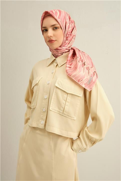 Armine Soyut Desenli Saf İpek Twill Eşarp 9335D 89