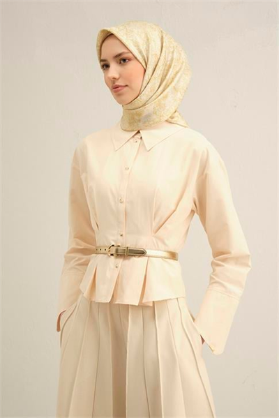 Armine Soyut Desenli Saf İpek Twill Eşarp 9311D 07
