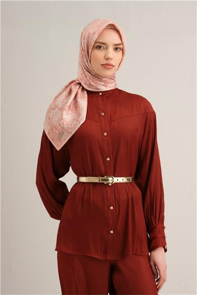 Armine Soyut Desenli Saf İpek Twill Eşarp 9311D 02