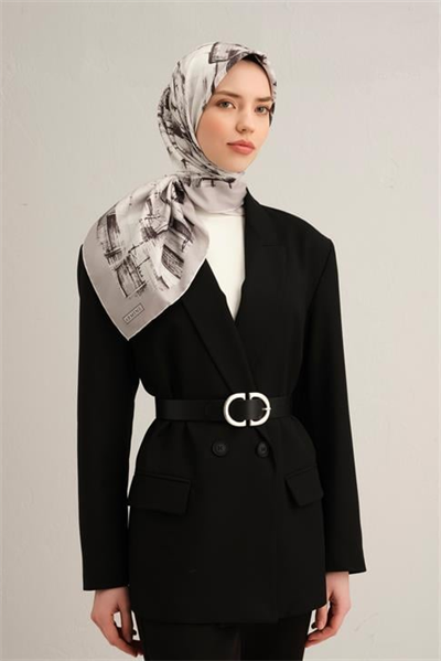Armine Soyut Desenli Saf İpek Twill Eşarp 9350D 84