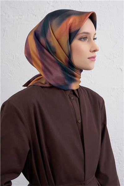 Armine Soyut Desenli Saf İpek Twill Eşarp 9436D 82
