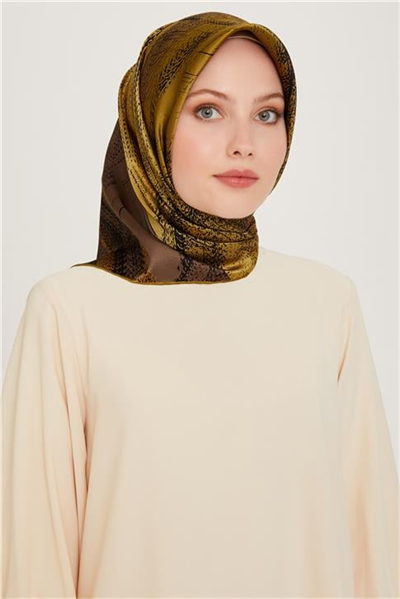 Armine Soyut Desenli Sura Saf İpek Eşarp 9236D 54