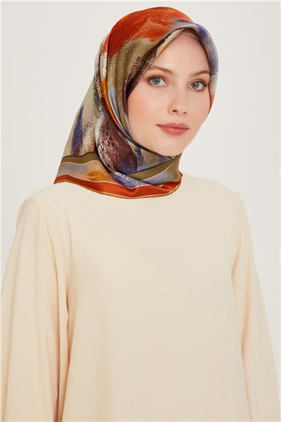 Armine Soyut Desenli Sura Saf İpek Eşarp 9240D 82