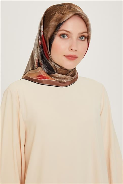 Armine Soyut Desenli Sura Saf İpek Eşarp 9240D 06