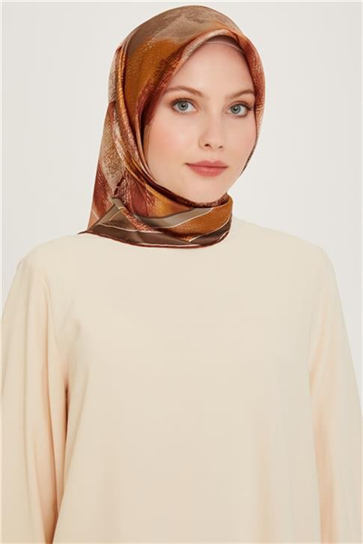 Armine Soyut Desenli Sura Saf İpek Eşarp 9240D 02