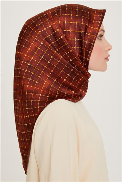 Armine Soyut Desenli Sura Saf İpek Eşarp 9259D 02