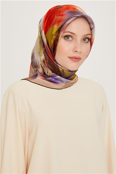 Armine Soyut Desenli Sura Saf İpek Eşarp 9240D 80