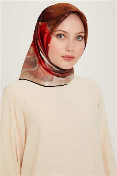 Armine Soyut Desenli Sura Saf İpek Eşarp 9244D 15 05