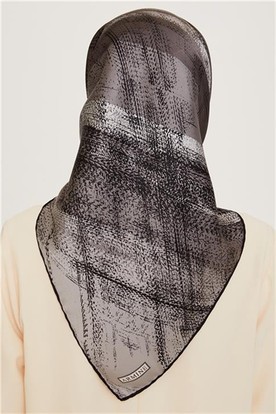 Armine Soyut Desenli Sura Saf İpek Eşarp 9236D 13