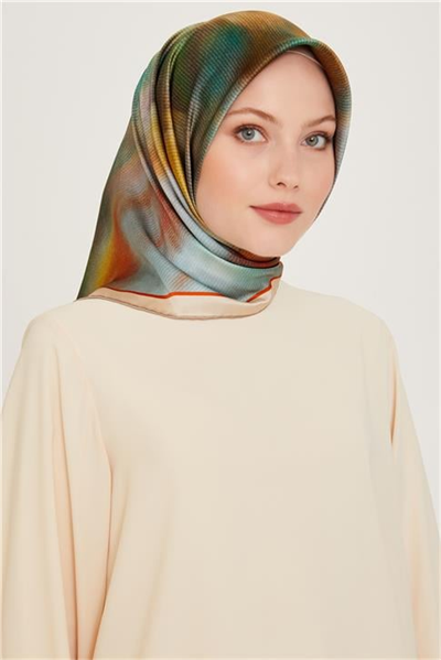 Armine Soyut Desenli Sura Saf İpek Eşarp 9233D 34