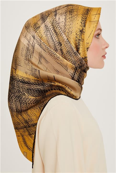 Armine Soyut Desenli Sura Saf İpek Eşarp 9236D 05