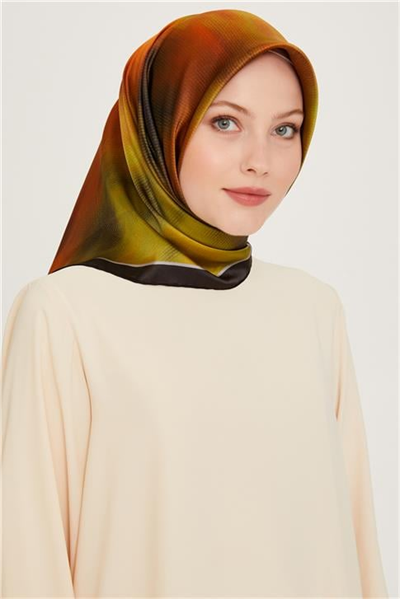 Armine Soyut Desenli Sura Saf İpek Eşarp 9233D 51