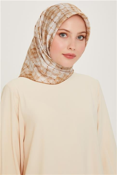 Armine Soyut Desenli Sura Saf İpek Eşarp 9259D 86