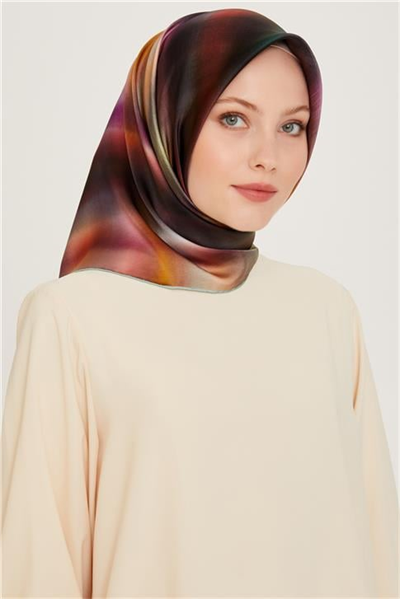 Armine Soyut Desenli Sura Saf İpek Eşarp 9229D 35