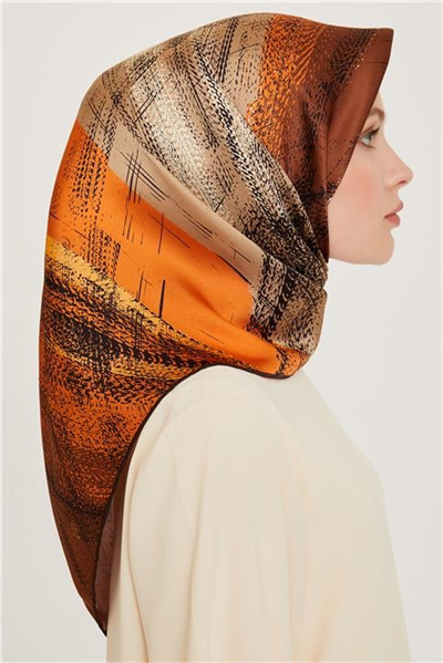 Armine Soyut Desenli Sura Saf İpek Eşarp 9236D 31