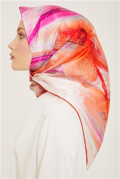 Armine Soyut Desenli Twill İpek Eşarp 24Ya9102 52 52