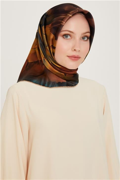 Armine Soyut Desenli Twill Saf İpek Eşarp 9244D 34