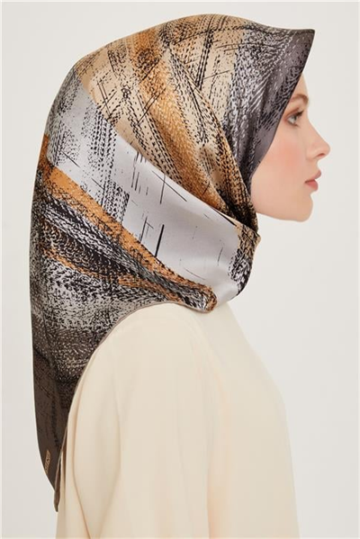 Armine Soyut Desenli Twill Saf İpek Eşarp 9236D 32